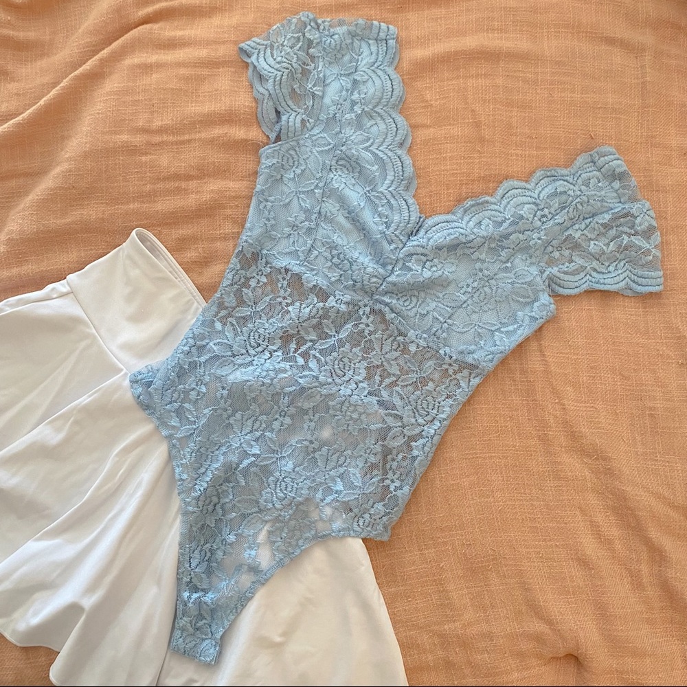Just Polly New York Baby Blue Bodysuit, Small
